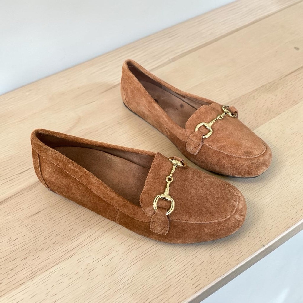 Vionic Bibiana Loafers Sz 9 Wide EU 41 Brown Suede Slip On Horsebit Flat Comfort